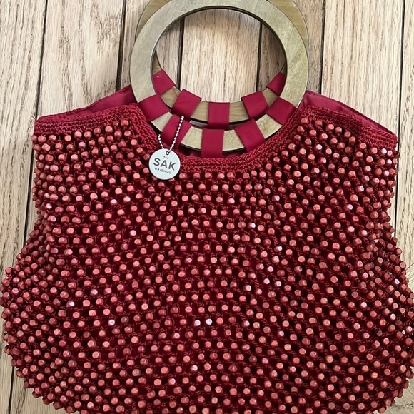 The Sak Handbags - 𝅺WOMEN’S The Sak Boho Hobo Crochet  Beaded Wood Handle Purse